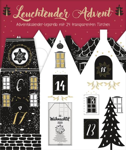 Image of Buch - Leuchtender Advent. Edler Adventskalender-Leporello mit 24 transparenten Türchen