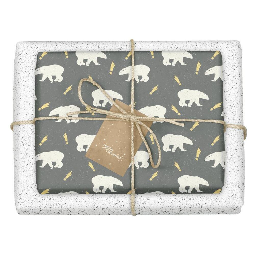 Geschenkpapier Set Weihnachten: Eisbär (schwarz weiß) für Kinder und Erwachsene