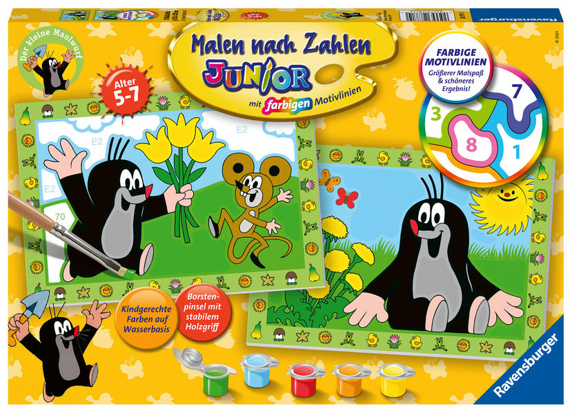 Ravensburger Malen nach Zahlen 28771 - Der kleine Maulwurf - Kinder 5-7 Jahren