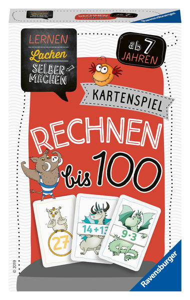 Ravensburger 80660 - Lernen Lachen Selbermachen: Rechnen bis 100 Kinderspiel ab 7 Jahren Lernspiel für 1-5 Spieler Kartenspiel