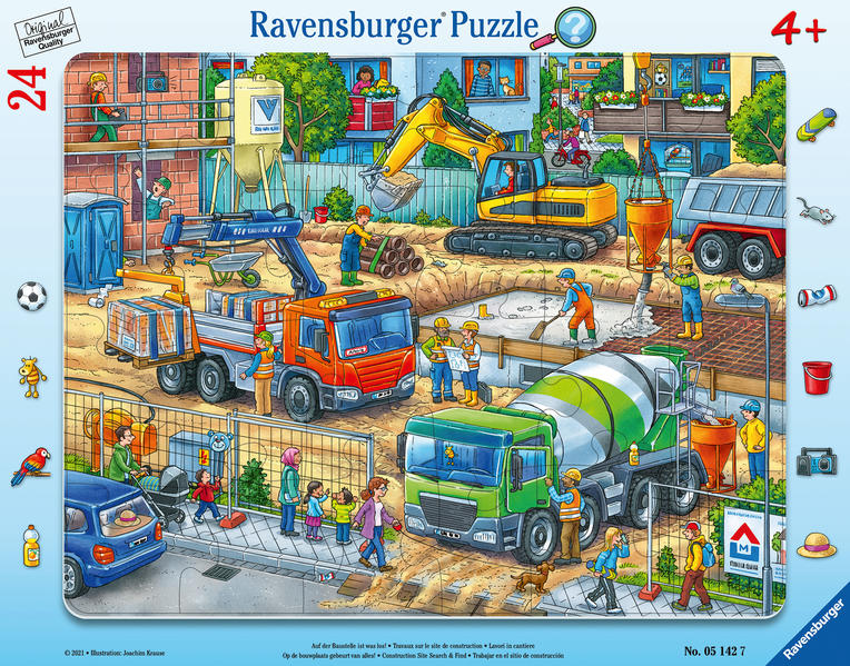 Ravensburger Kinderpuzzle - 05142 Auf der Baustelle ist was los! - Rahmenpuzzle für Kinder ab 4 Jahren mit 24 Teilen