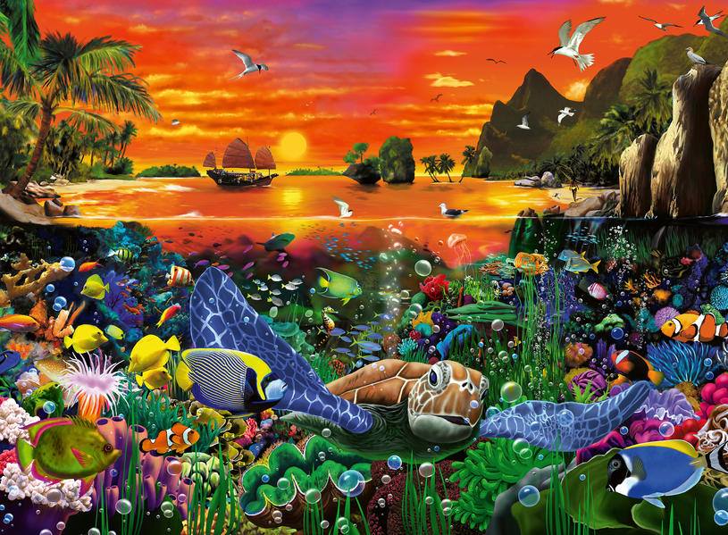 Image of Puzzle Schildkröte im Riff, 500 Teile