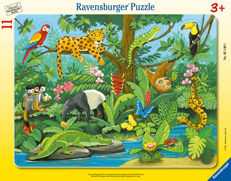 Ravensburger Tiere im Regenwald 11 Teile Rahmenpuzzle