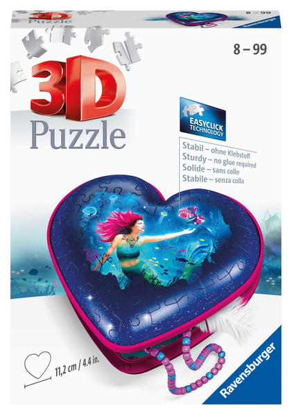 Image of 3D-Puzzle Herzschatulle - Bezaubernde Meerjungfrauen, 54 Teile