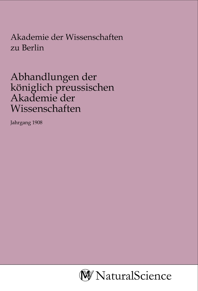 Image of Abhandlungen der königlich preussischen Akademie der Wissenschaften