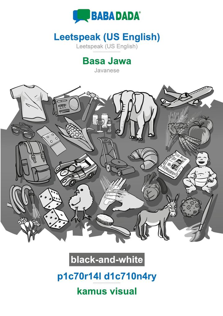 BABADADA black-and-white Leetspeak (US English) - Basa Jawa p1c70r14l d1c710n4ry - kamus visual - Babadada Gmbh