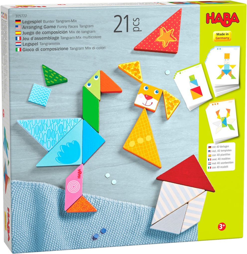 Image of HABA 305777 Legespiel Bunter Tangram-Mix, 21-tlg.