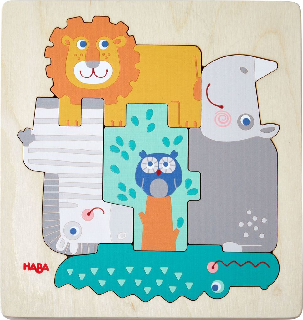 Image of HABA 305710 Holzpuzzle - Tierisch wild, 5 Teile