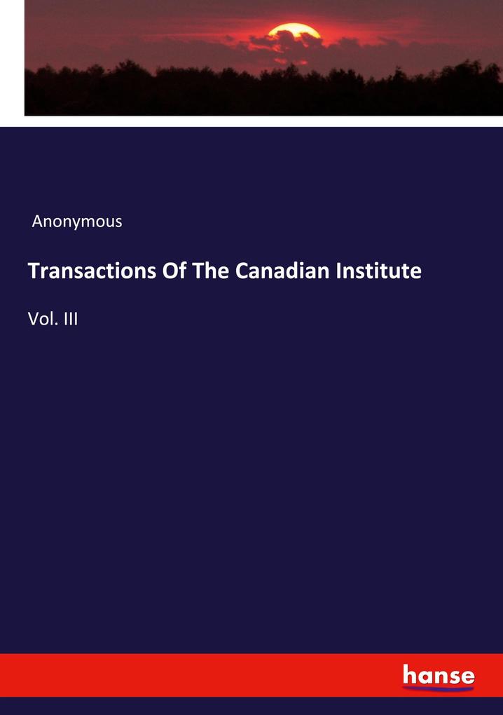 Transactions Of The Canadian Institute