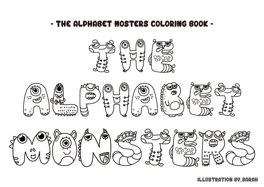 A printable coloring book with Alphabet monsters.