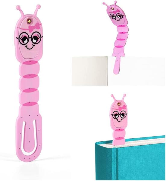Bookchair Vertrieb Flexilight Pals Leselicht (Bookworm) | Pink | 2 In 1 Leselampe & Lesezeichen | Led Leselicht | Geschenk Für Leser Buchliebhaber | Deutsche Ausgabe