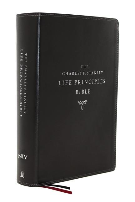 Niv Charles F. Stanley Life Principles Bible 2nd Edition Leathersoft Black Comfort Print