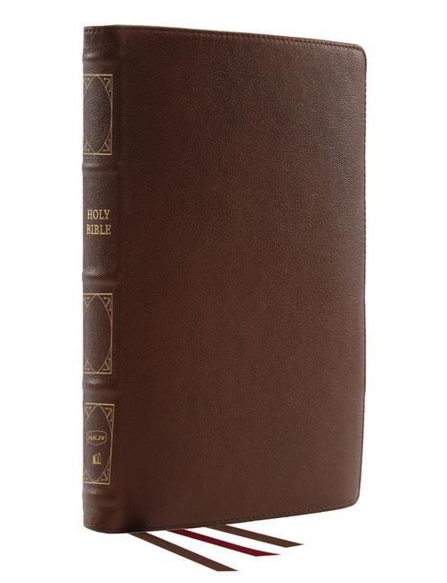 Nkjv Reference Bible Classic Verse-By-Verse Center-Column Genuine Leather Brown Red Letter Comfort Print