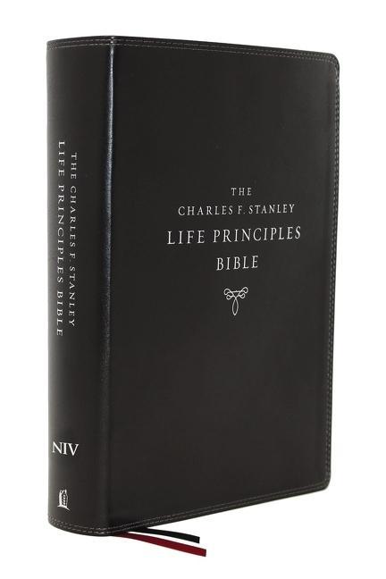 Niv Charles F. Stanley Life Principles Bible 2nd Edition Leathersoft Black Thumb Indexed Comfort Print