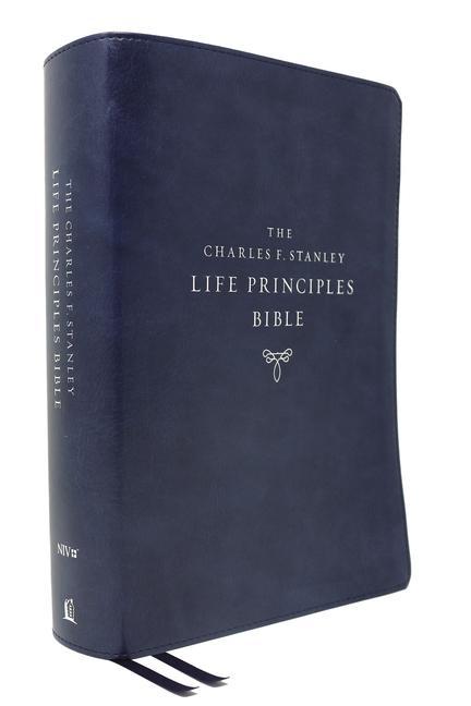 Niv Charles F. Stanley Life Principles Bible 2nd Edition Leathersoft Blue Comfort Print