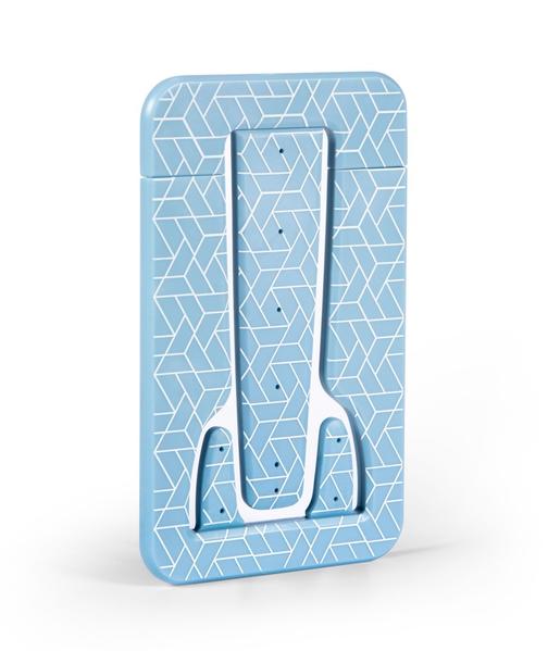 Flexistand Pro (Blue Geometrical) | flexibler Tablethalter | für alle Handys und Tablets | superflach | stufenlos verstellbar | hochkant und quer | passt in jede Tasche | ideal für unterwegs