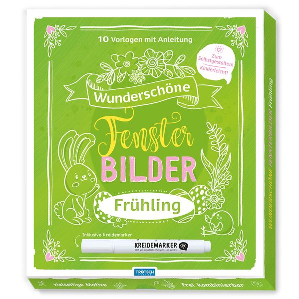 Trötsch Wunderschöne Fensterbilder mit Kreidemarker Frühjahr Mappe mit Vorlagen und Kreidemarker