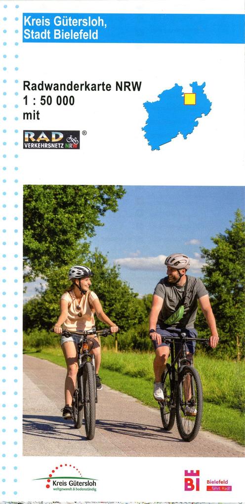 Kreis Gütersloh Stadt Bielefeld Radwanderkarte mit Radverkehrsnetz NRW