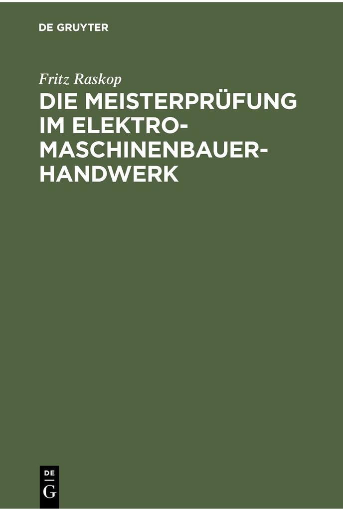 Die Meisterprüfung im Elektro-Maschinenbauer-Handwerk