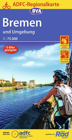 ADFC-Regionalkarte Bremen und Umgebung 1:75.000 mit Tagestourenvorschlägen reiß- und wetterfest E-Bike-geeignet GPS-Tracks Download