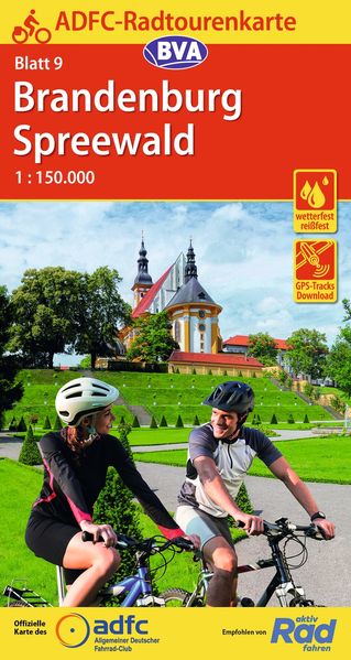 ADFC-Radtourenkarte 9 Brandenburg Spreewald 1:150.000 reiß- und wetterfest E-Bike geeignet GPS-Tracks Download