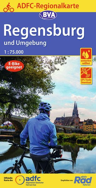 ADFC-Regionalkarte Regensburg und Umgebung 1:75.000 mit Tagestourenvorschlägen reiß- und wetterfest E-Bike-geeignet GPS-Tracks Download