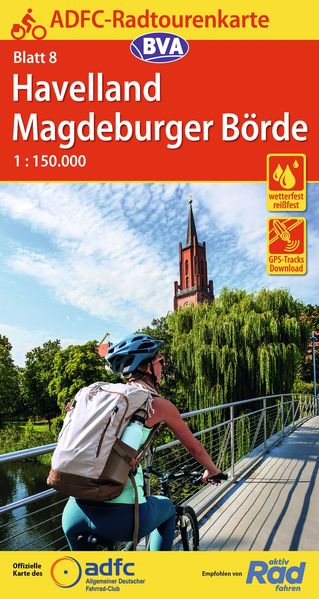 ADFC-Radtourenkarte 8 Havelland Magdeburger Börde 1:150.000 reiß- und wetterfest E-Bike geeignet GPS-Tracks Download