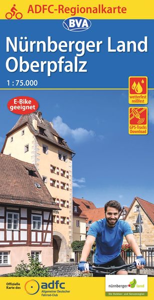 ADFC-Regionalkarte Nürnberger Land/ Oberpfalz 1:75.000 mit Tagestourenvorschlägen reiß- und wetterfest E-Bike-geeignet GPS-Tracks Download