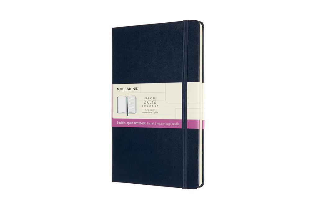 Image of Moleskine Notizbuch - Doppelte Lineatur Large/A5 Liniert-Blanko Geb Saphir