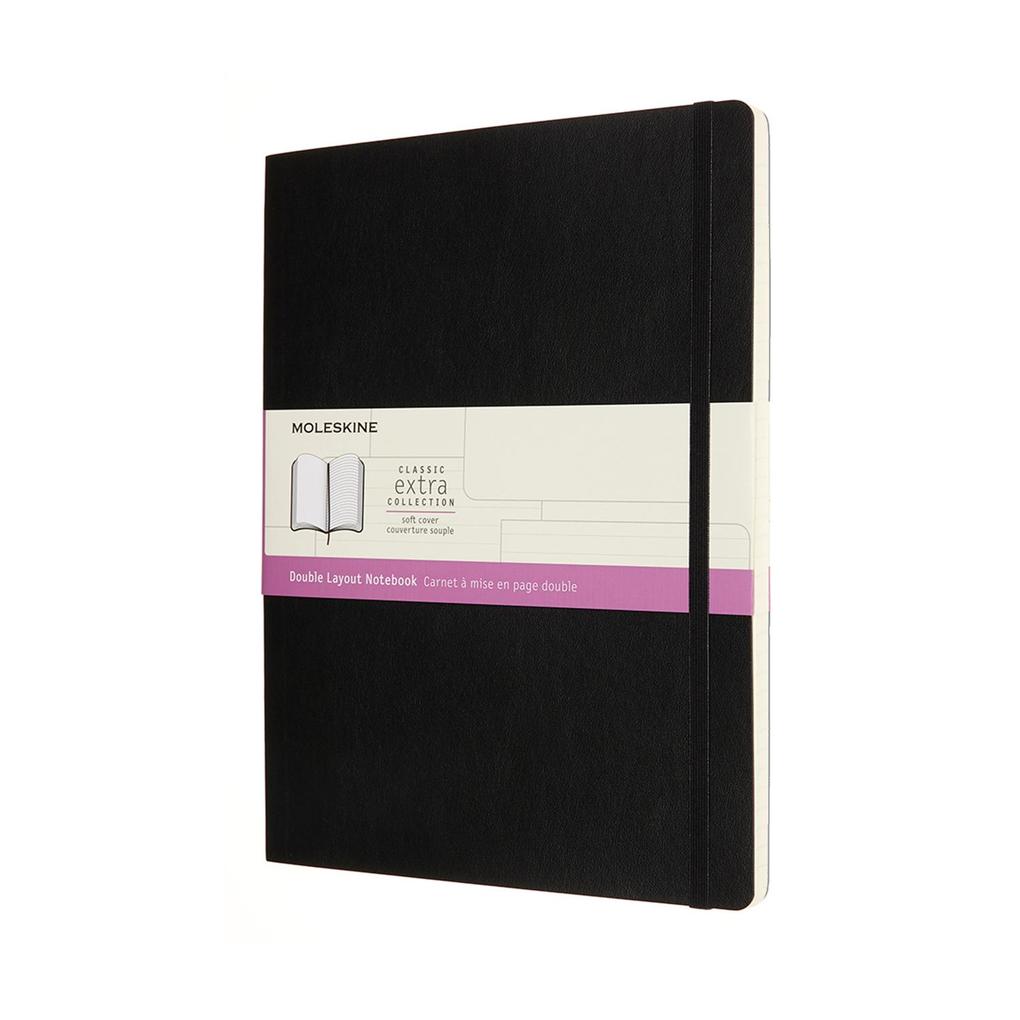 Image of Moleskine Notizbuch - Doppelte Lineatur X-Large Liniert-Blanko Weicher Einband Schwarz