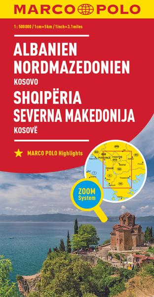 MARCO POLO Länderkarte Albanien Nordmazedonien 1:500.000