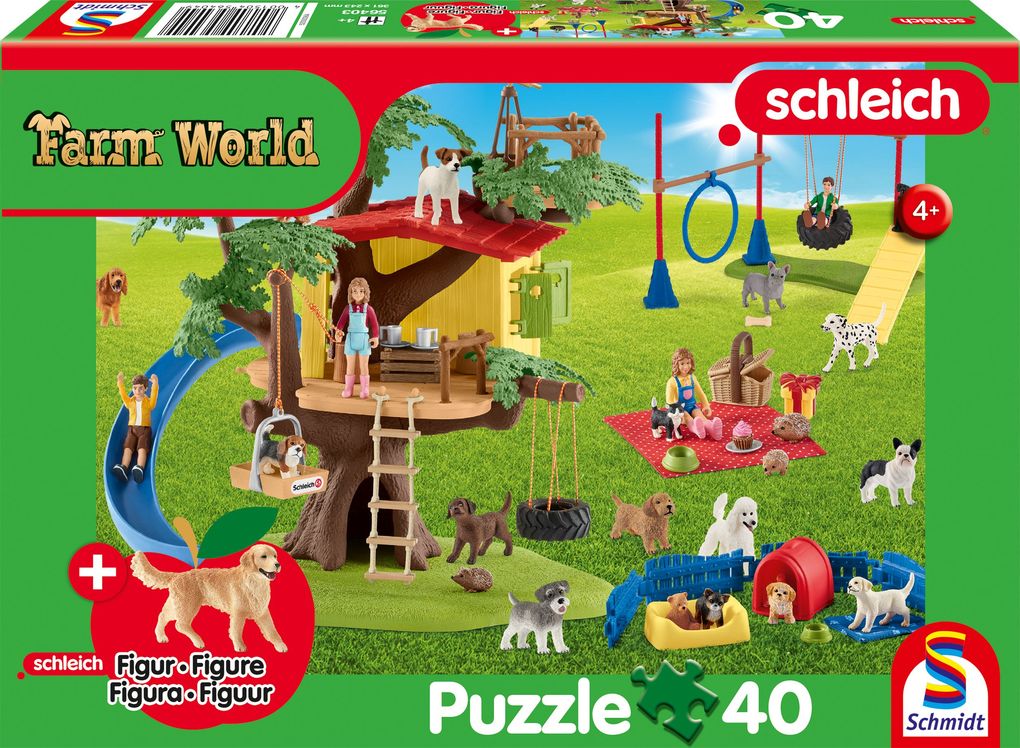 Schmidt Spiele - Farm World Fröhliche Hunde 40 Teile mit Add-on eine Original Figur