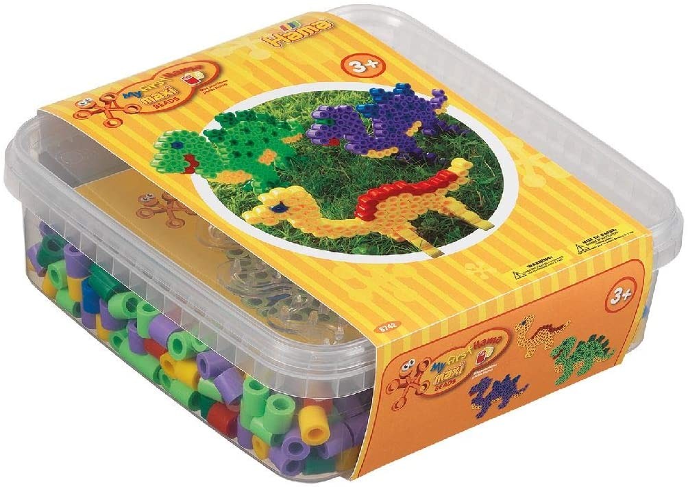 Hama Bügelperlen maxi + Stiftplatte , Dinosaurier, , in Box