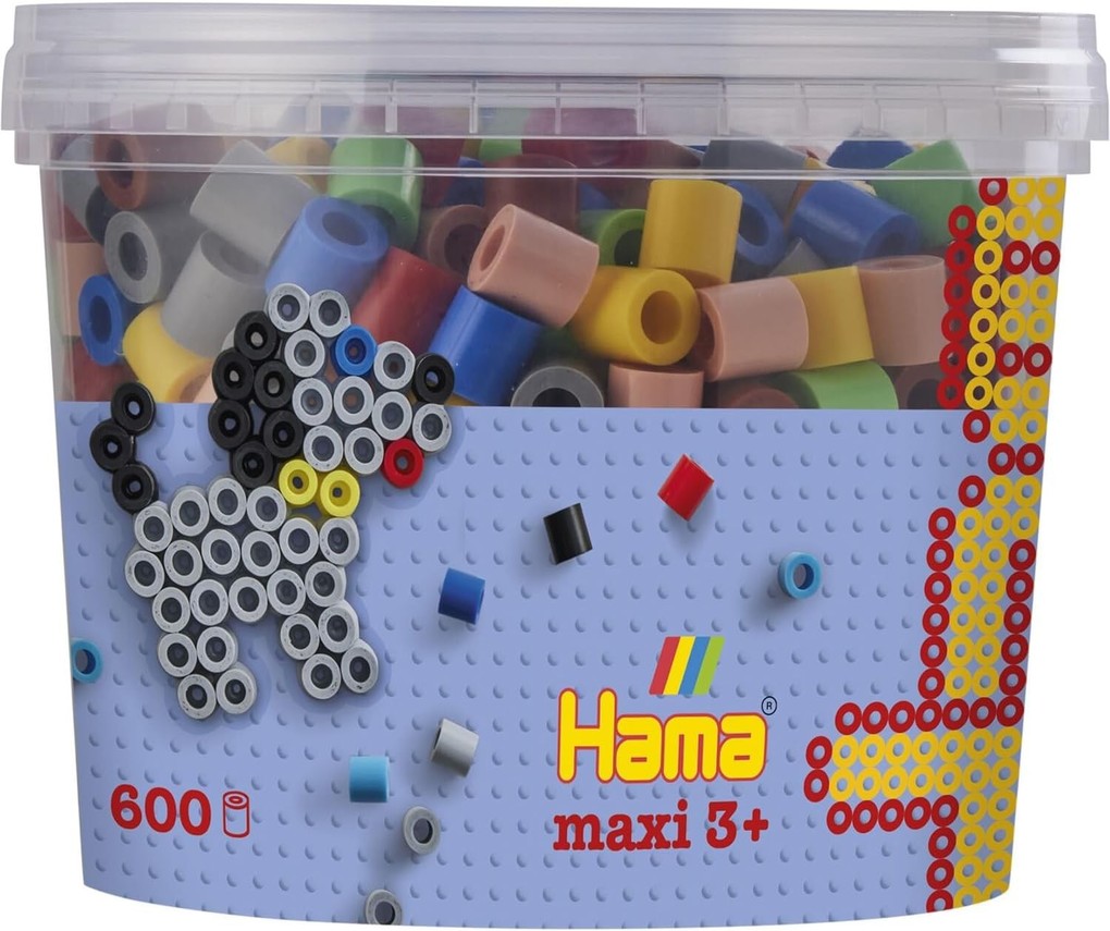 Hama 8573 - My first Bügelperlen Maxi 3+ Dose mit ca. 600 Stück Volltonmix