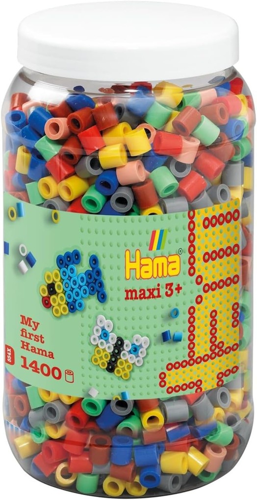 Hama 8543 - My first Hama Bügelperlen Maxi 3+ Dose mit ca. 1400 Stück Vollton Mix69