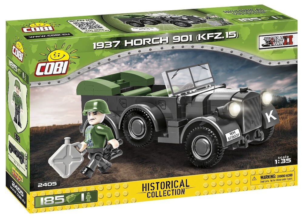 Image of COBI 2405 - Historical Collection 1937 HORCH 901 KFZ.15 Geländewagen 185 Bauteile 1 Figur