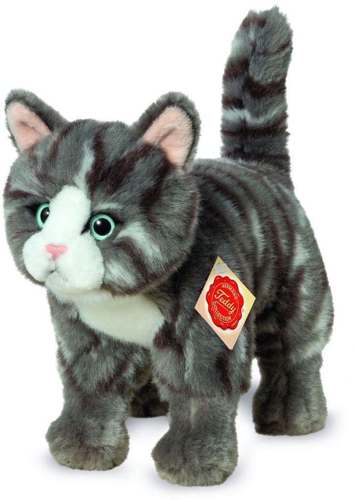 Teddy-Hermann - Katze stehend grau getigert 20 cm