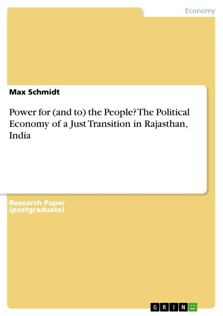Power for (and to) the People? The Political Economy of a Just Transition in Rajasthan India