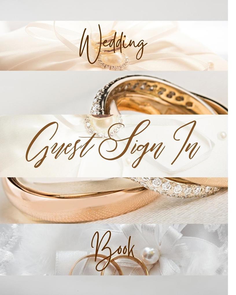 Wedding Guest Sign In Book - Gold Luxury Delicate Jewelry Band Cream Brown White Pearl Abstract Floral Ring Circle Dot