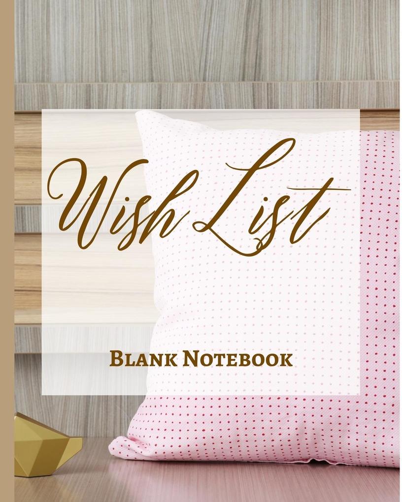 Wish List - Blank Notebook - Write It Down - Pastel Rose Gold Pink Wooden Abstract  - Polka Dot Brown White Fun