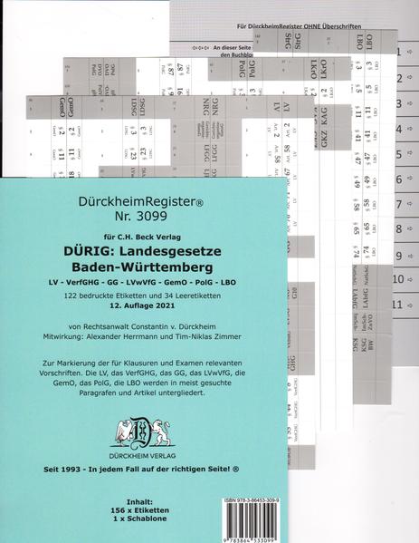 DürckheimRegister® für DÜRIG: BADEN-WÜRTTEMBERG C.H. Beck Verlag