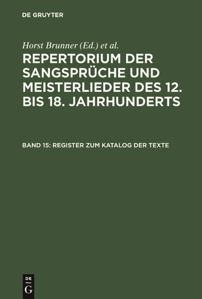 Register zum Katalog der Texte - Horst Brunner