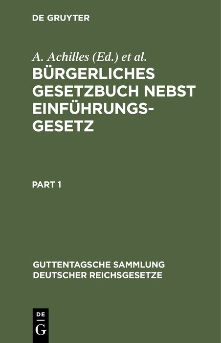 Bürgerliches Gesetzbuch nebst Einführungsgesetz - F. Andre/ O. Meyer/ O. Strecker/ K. von Anzuer