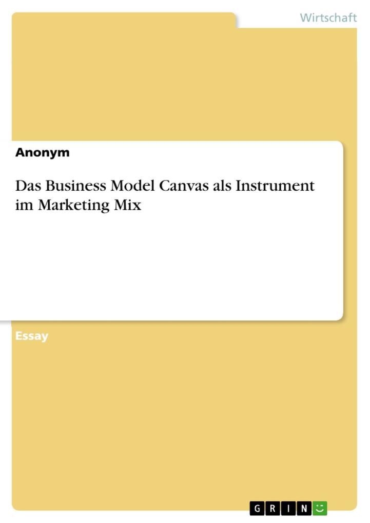 Das Business Model Canvas als Instrument im Marketing Mix