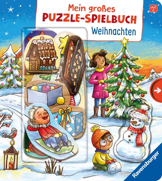 Mein großes Puzzle-Spielbuch: Weihnachten - Kinderbuch ab 2 Jahren, mit 10 Puzzleteilen - Bookella