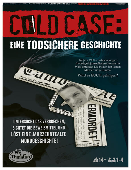 ThinkFun - 76464 - Cold Case: Eine todsicher Geschichte. Der Krimi im eigenen Heim. Wer findet den Mörder? Ein Rätsel-Spiel für Einen oder in der Gruppe ab 14 Jahren