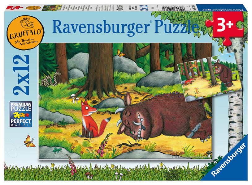 Ravensburger Kinderpuzzle 05226 - Grüffelo und die Tiere des Waldes - 2x12 Teile Puzzle für Kinder ab 3 Jahren