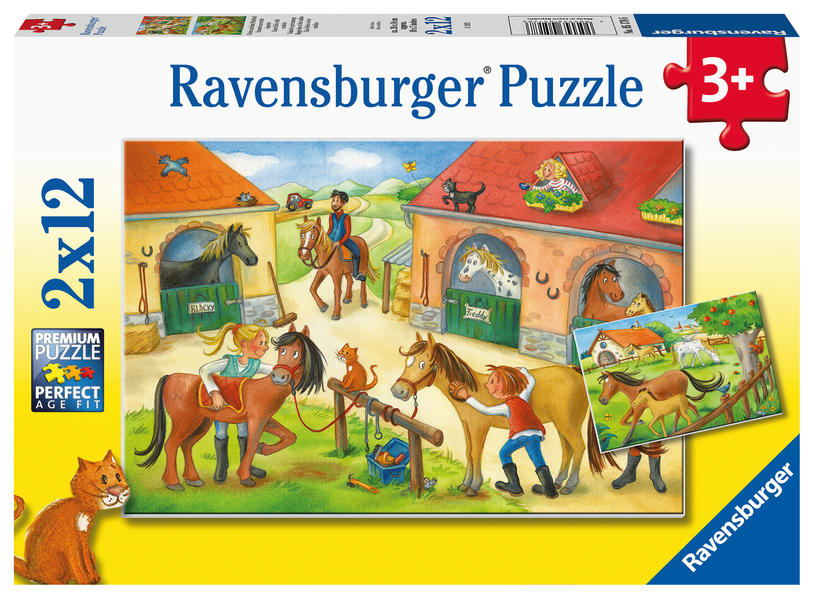 Ravensburger Kinderpuzzle 05178 - Ferien auf dem Pferdehof - 2x12 Teile Puzzle für Kinder ab 3 Jahren