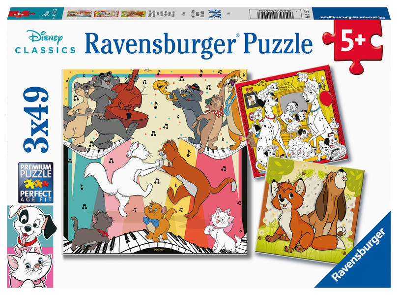 Ravensburger Kinderpuzzle 05155 - Tierisch gut drauf - 3x49 Teile Disney Puzzle für Kinder ab 5 Jahren