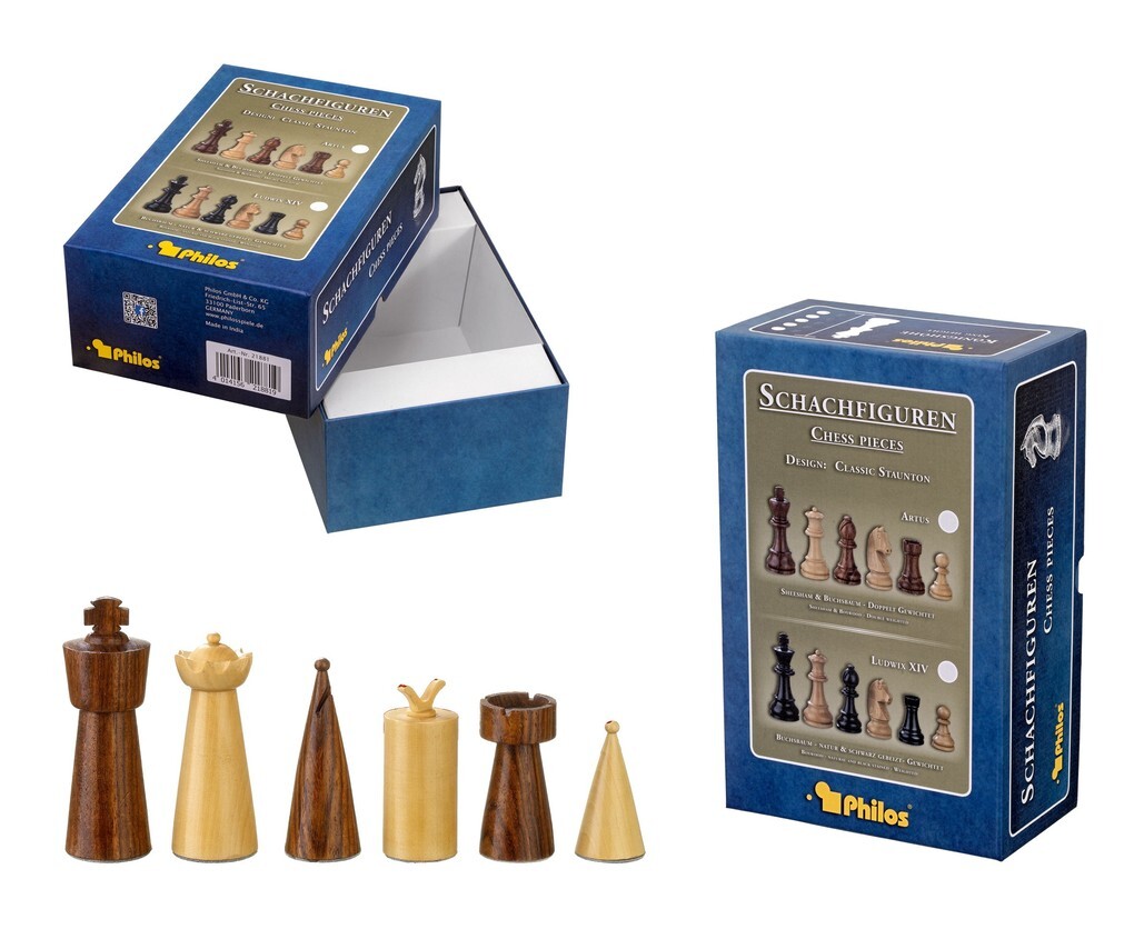 Philos 22301 - Schachfiguren Galba Königshöhe 90 mm in Setup Box